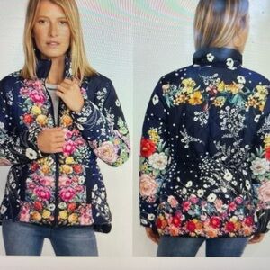 NWT Johnny Was Neutra Multicolor Floral Puffer Jacket, Reversible